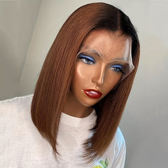 30 Colored Bone Straight Bob Wig 13x4 Lace Frontal Human Hair Wigs