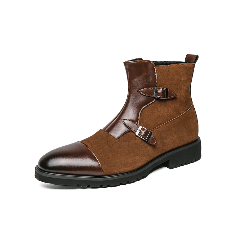 Men's Colorblock Zipper Boots Chelsea Boots Casual Pointed Toe Shoes