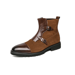 Men's Colorblock Zipper Boots Chelsea Boots Casual Pointed Toe Shoes