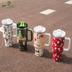 Christmas Pattern Water Bottle 40 Oz Stainless Steel Insulated Cup
