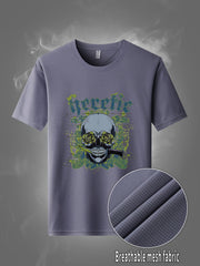 Skeleton Motorcycle Print Men's Quick Dry T-shirt