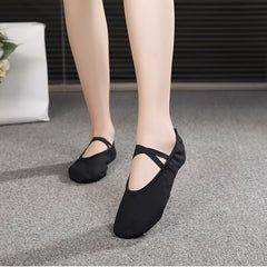 Women's Cross Strap Ballet Dance Shoes Slip on Soft Bottom