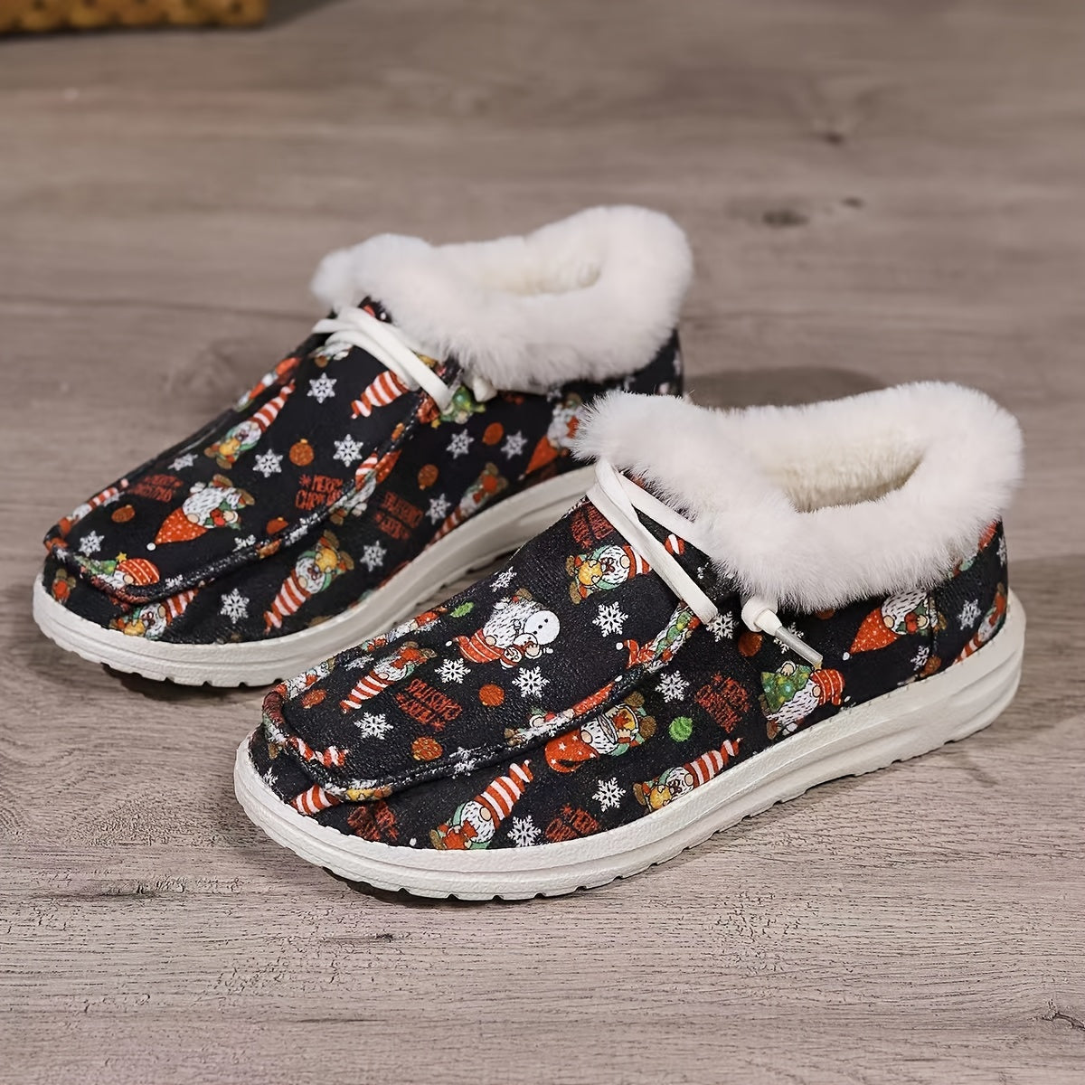 Christmas Cartoon Elements Print Skateboard Shoes Women's Low Top Sneakers