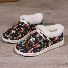 Christmas Cartoon Elements Print Skateboard Shoes Women's Low Top Sneakers