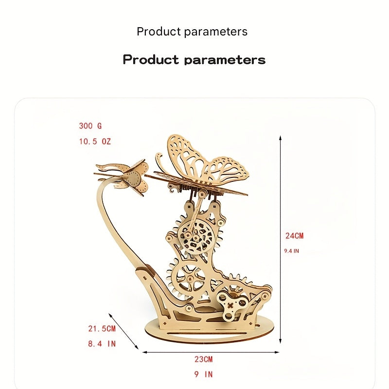3D Puzzle Mechanical Butterfly Ornament Wooden Toy