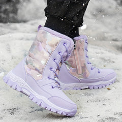 Girls' Fleece-Lined Snow Boots Cozy Warm Ankle Shoes