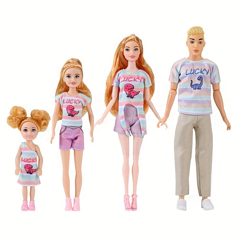 Happy Family 11.5 Inch Doll Toy Set Casual Outfit Husband Wife Daughter Son