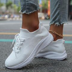 Women's Breathable Lace-up Running Shoes Non-slip Mesh Sneakers
