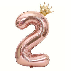 1pc 101 6 Cm Rose Golden Number Foil Balloon + Ribbon, Straw, Crown