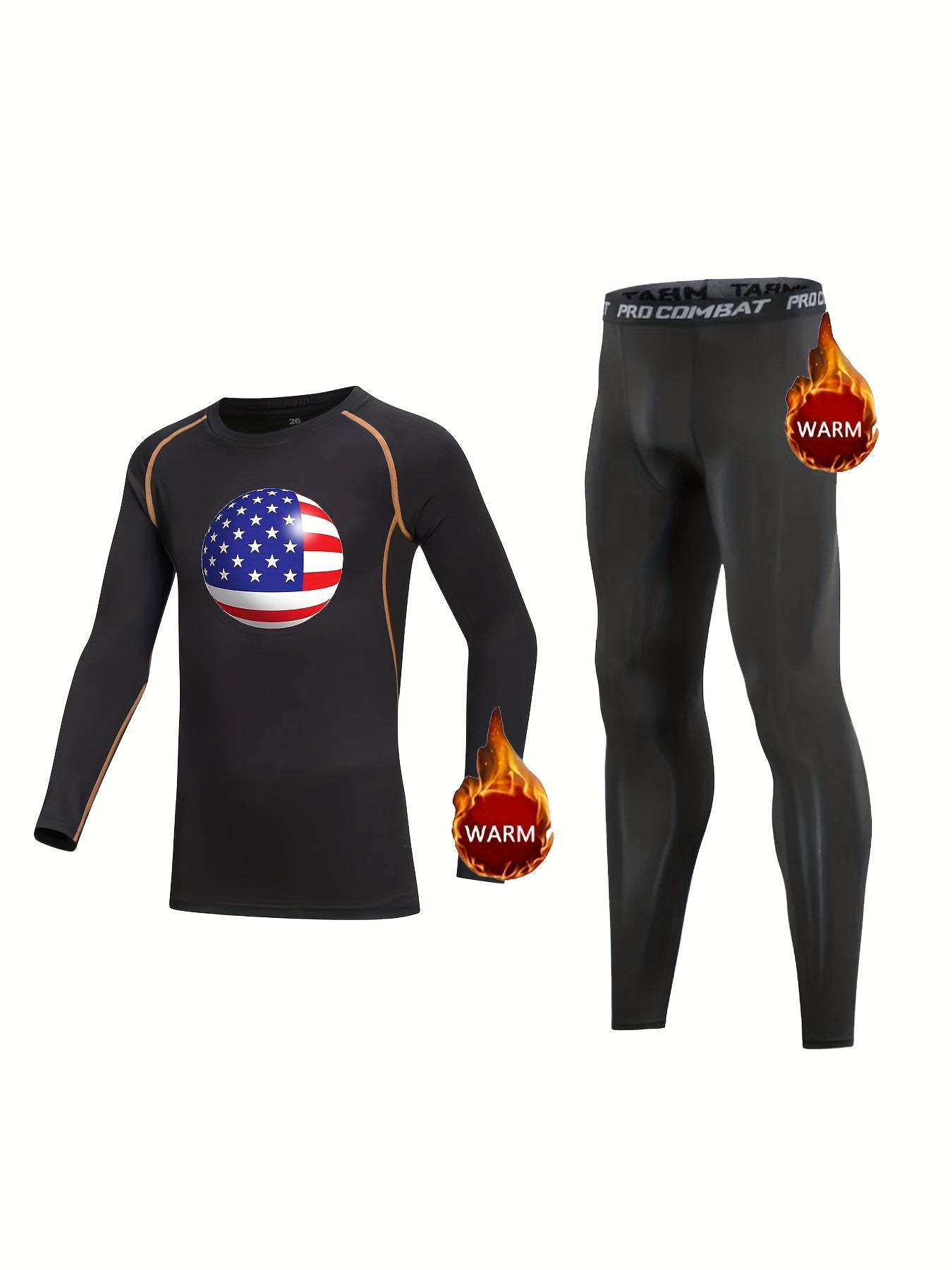 Kids US Flag Compression Fleece Set