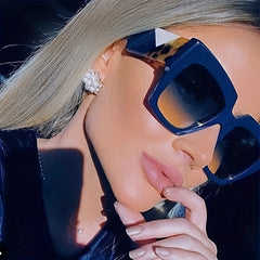 Y2K Oversized Square Sunglasses Retro Block Tortoiseshell UV400 Shades