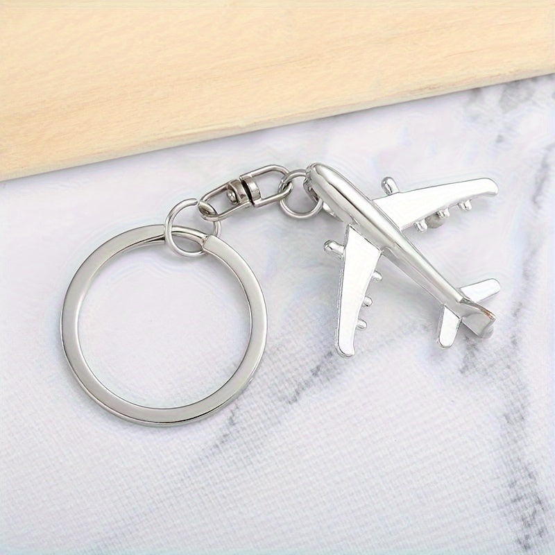 Stainless Steel Aircraft Model Keychain Keyring Bag Pendant Ornament