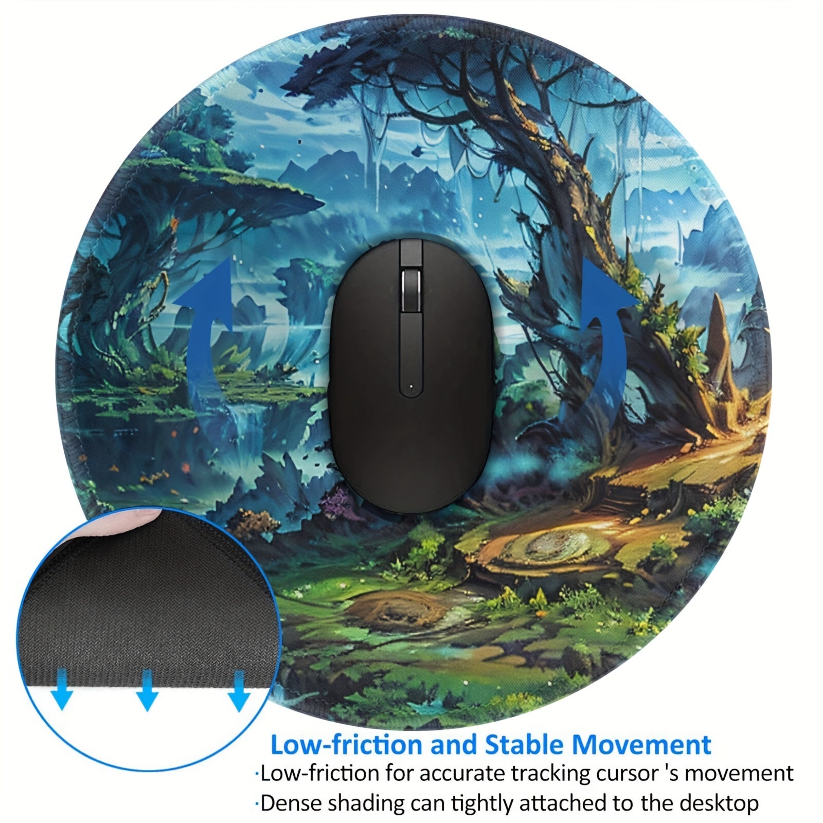 Nature Pattern Mouse Pad 20x20cm Non-slip Rubber Stitched Edge