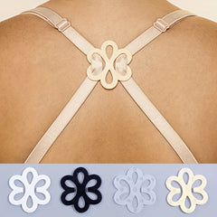 4pcs Floral Bra Strap Clips Non slip Buckles Women's Lingerie Accessories
