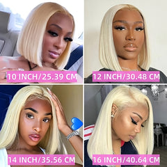 613 Blonde Bob Wig Human Hair 13x4 Lace Frontal Wig Brazilian Straight Bob Wig