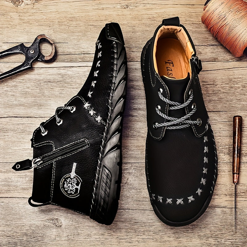 Men's High Top Boots Zipper Outdoor Walking Shoes