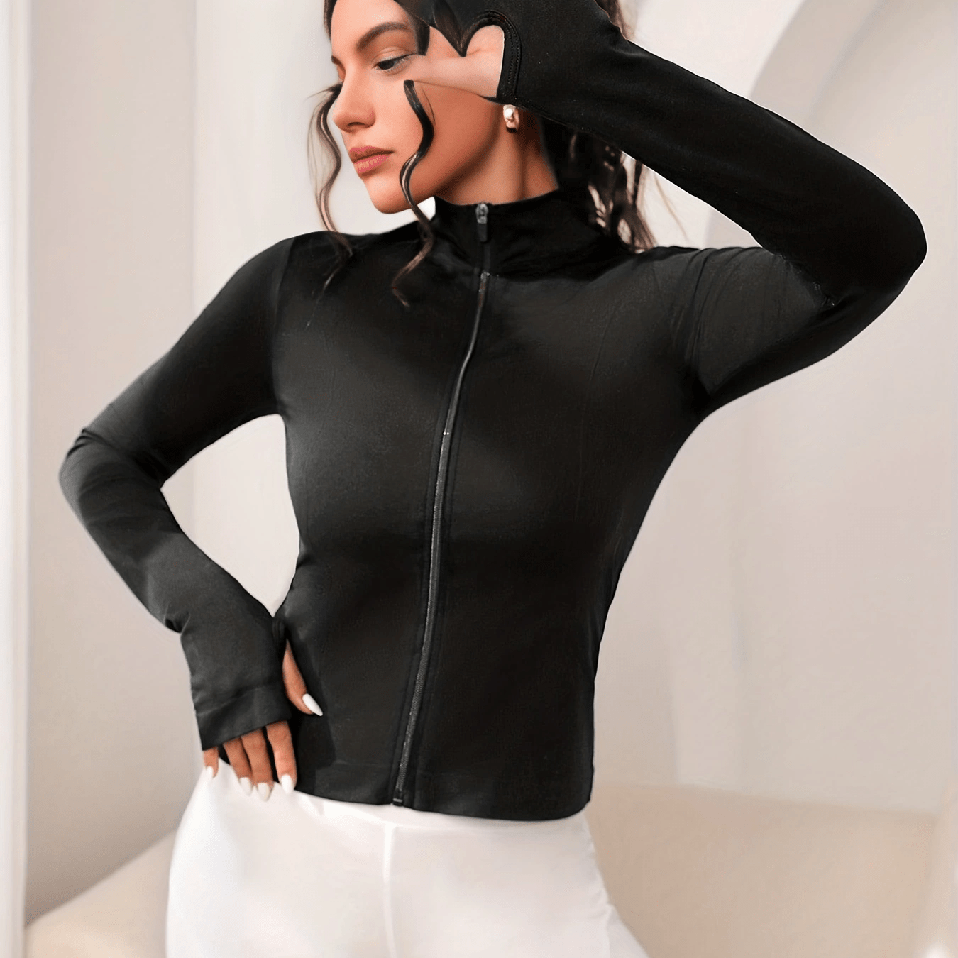 Seamless Women's Sports Jacket Slim Fit Stretchy Comfort Long Sleeve