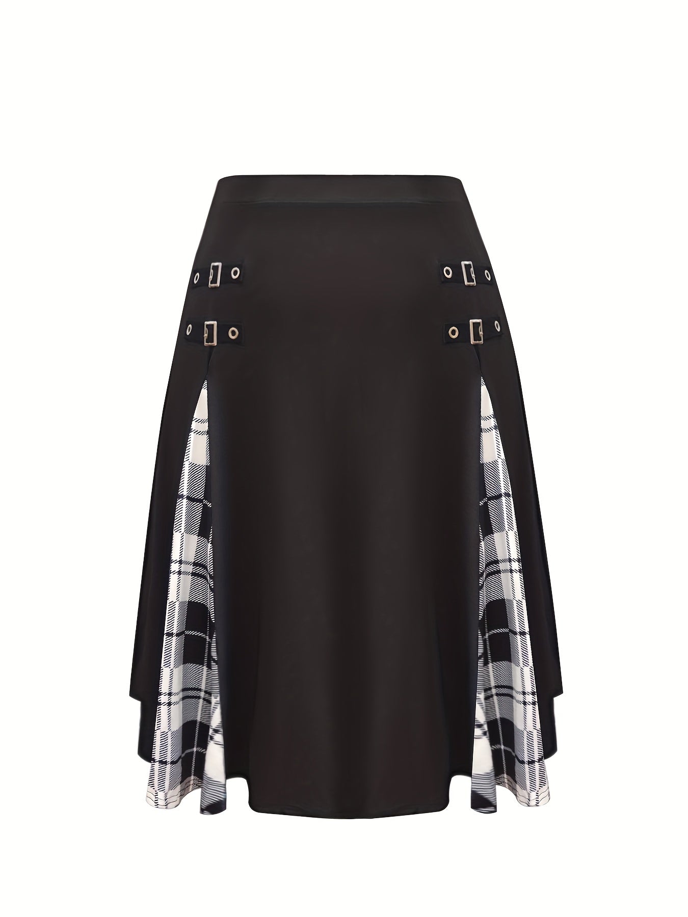 Gothic Skirt Women's Plus Plaid Chain Detail A line Skirt