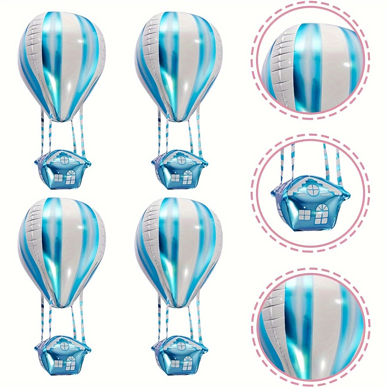 4pcs 4D Hot Air Foil Balloon Birthday Theme Party Supplies