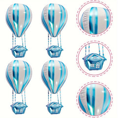 4pcs 4D Hot Air Foil Balloon Birthday Theme Party Supplies