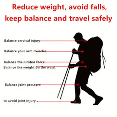 2pcs Foldable Lightweight Trekking Poles Impact Resistant Walking Stick