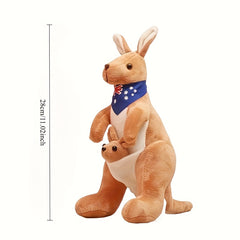 Kangaroo Plush Toy Doll Soft Stuffed Animal with Bandanna Mixed Colors