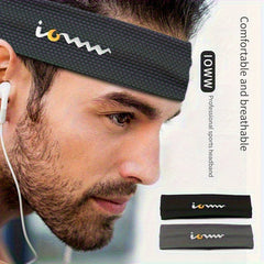 2pcs Men's W Logo Sports Headbands - Adjustable Sweat Wicking Knit Fabric