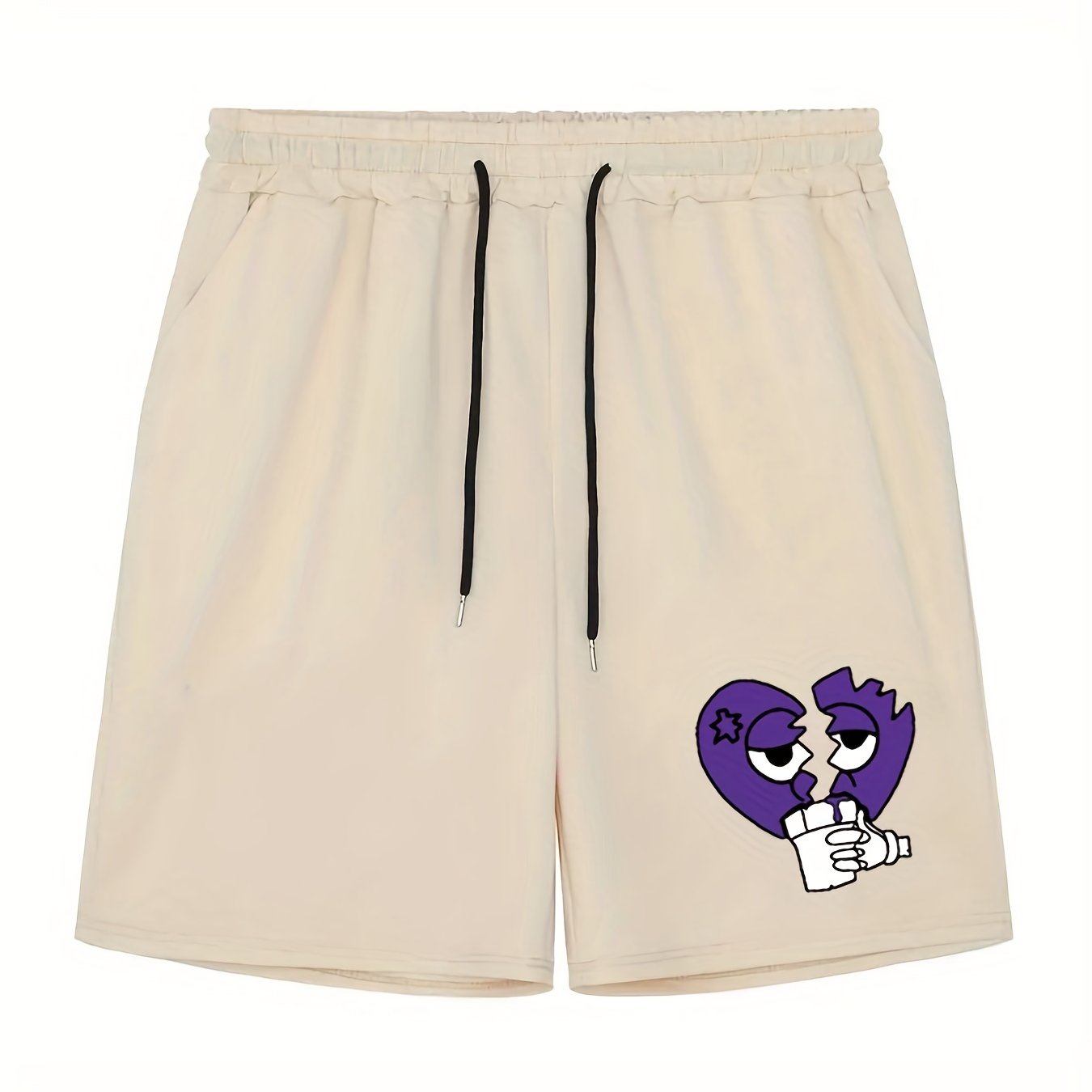 Men's Broken Heart Shorts Bottoms Drawstring Waist Casual Summer Men's Clothes