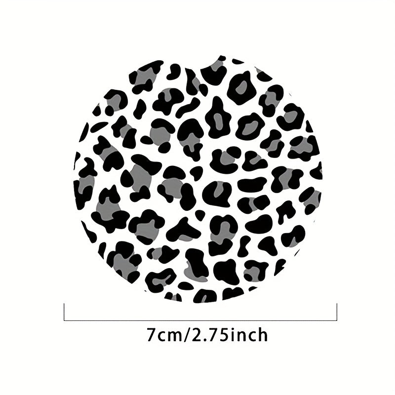 2pcs Rubber Coaster Car Coasters Leopard Print Absorbent Drink Cup Holder