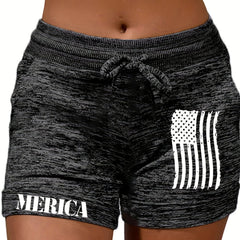 Print Drawstring Shorts Casual Shorts For Spring & Summer