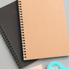 Set of 4 A5 Notebooks with Khaki Hard Cover, 120 Pages
