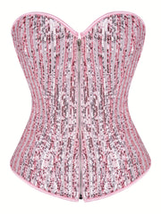 Sequin Strapless Corset Tummy Control Lace Up Body Shaper