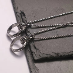 Men's Titanium Steel Ring Pendant Necklace Retro Accessory for Couples