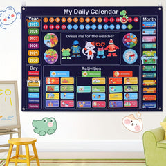 Kids Daily Calendar Learning Center with Felt Board