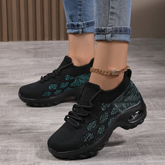 Women's Knit Socks Sneakers Lace Up Arch Support Running Shoes