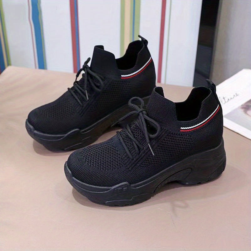 Women's Breathable Chunky Sneakers Casual Hidden Heel Shoes
