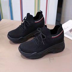 Women's Breathable Chunky Sneakers Casual Hidden Heel Shoes