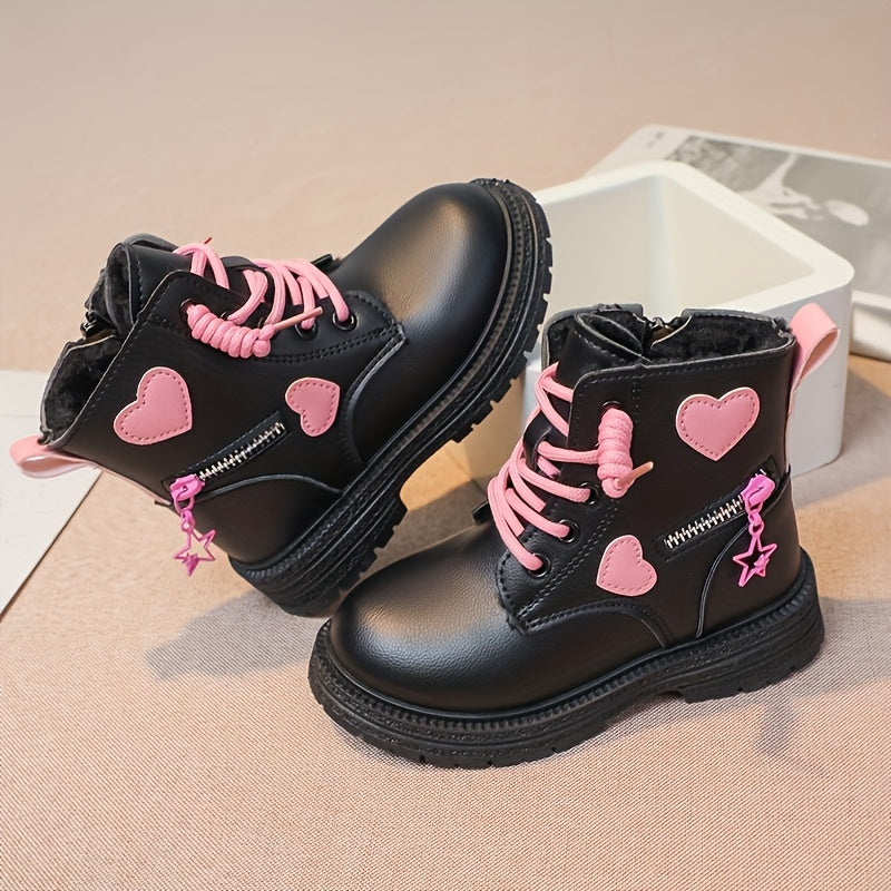 Girls' Plus Fleece Boots Non Slip Zipper Comfortable for Indoor/Outdoor