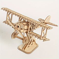 3D Wooden Puzzle Two Wing Aircraft DIY Craft Plane Model Kits