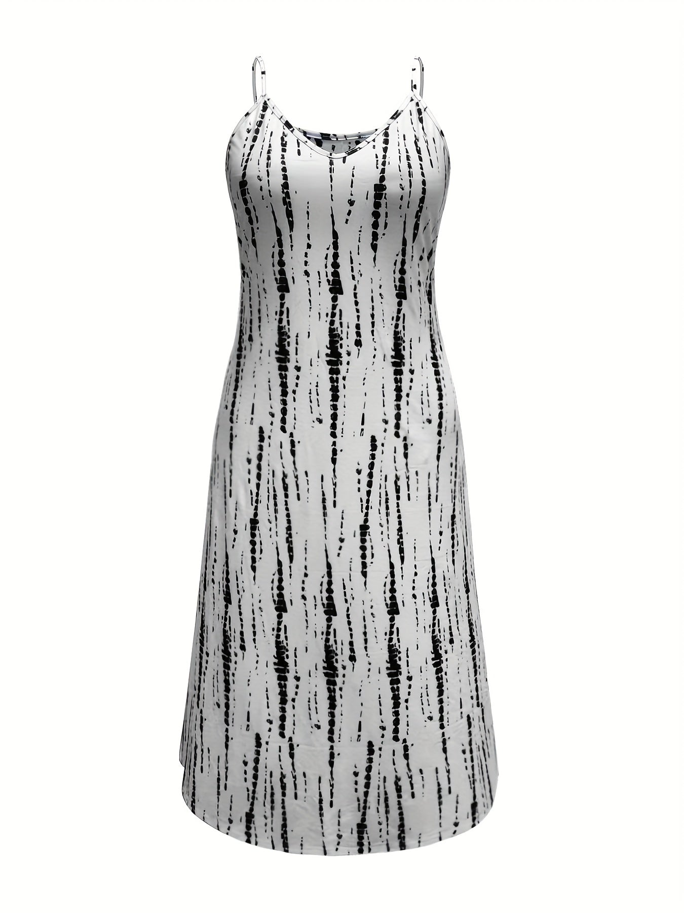 Tie Dye V Neck Maxi Dress Medium Stretch