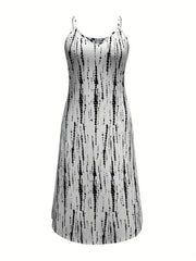 Tie Dye V Neck Maxi Dress Medium Stretch
