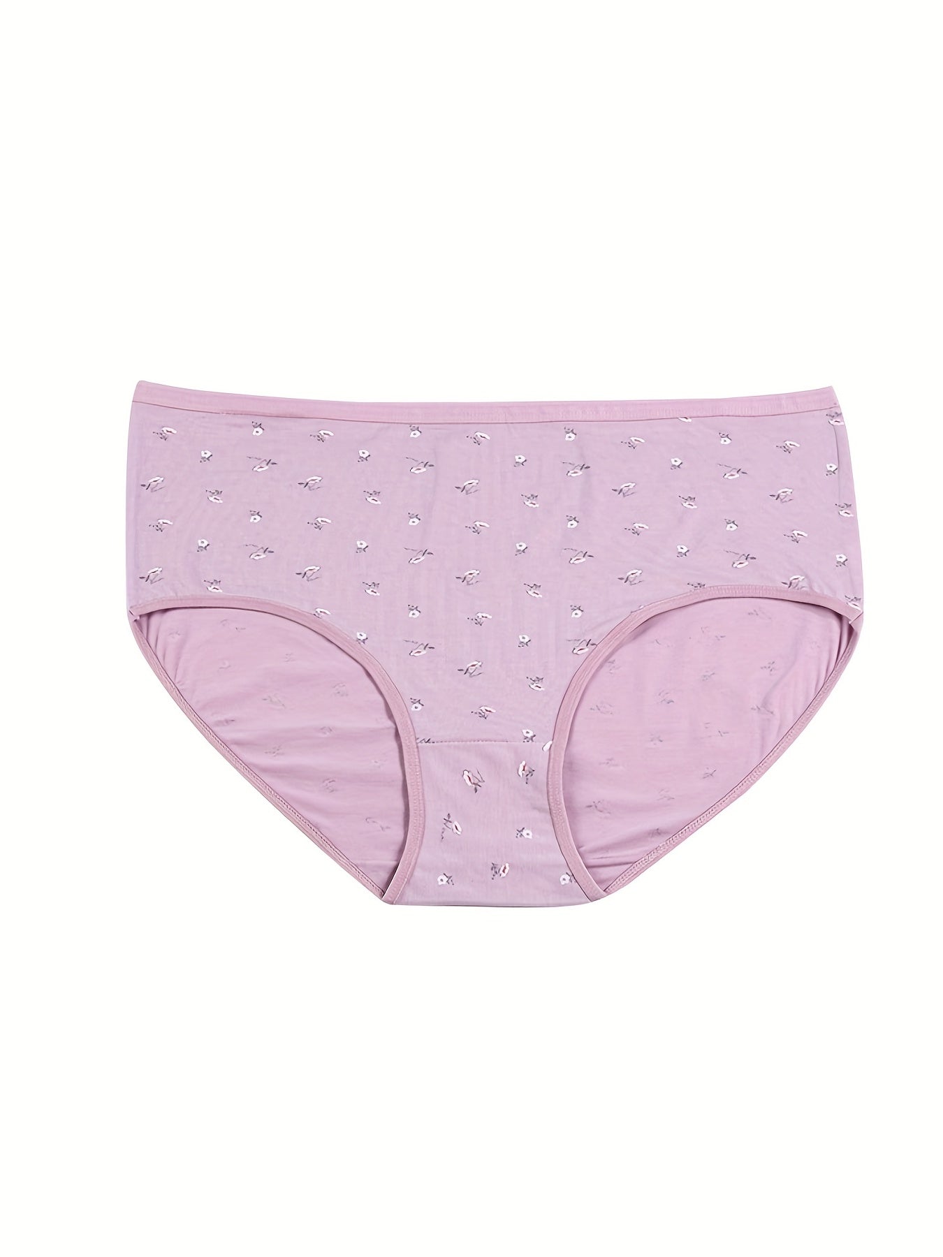 4 Pack Plus Size Floral Print Soft Briefs Set