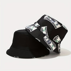 US Dollar Pattern Printed Basin Hat Men's And Women's Street Hip hop Sun Hat