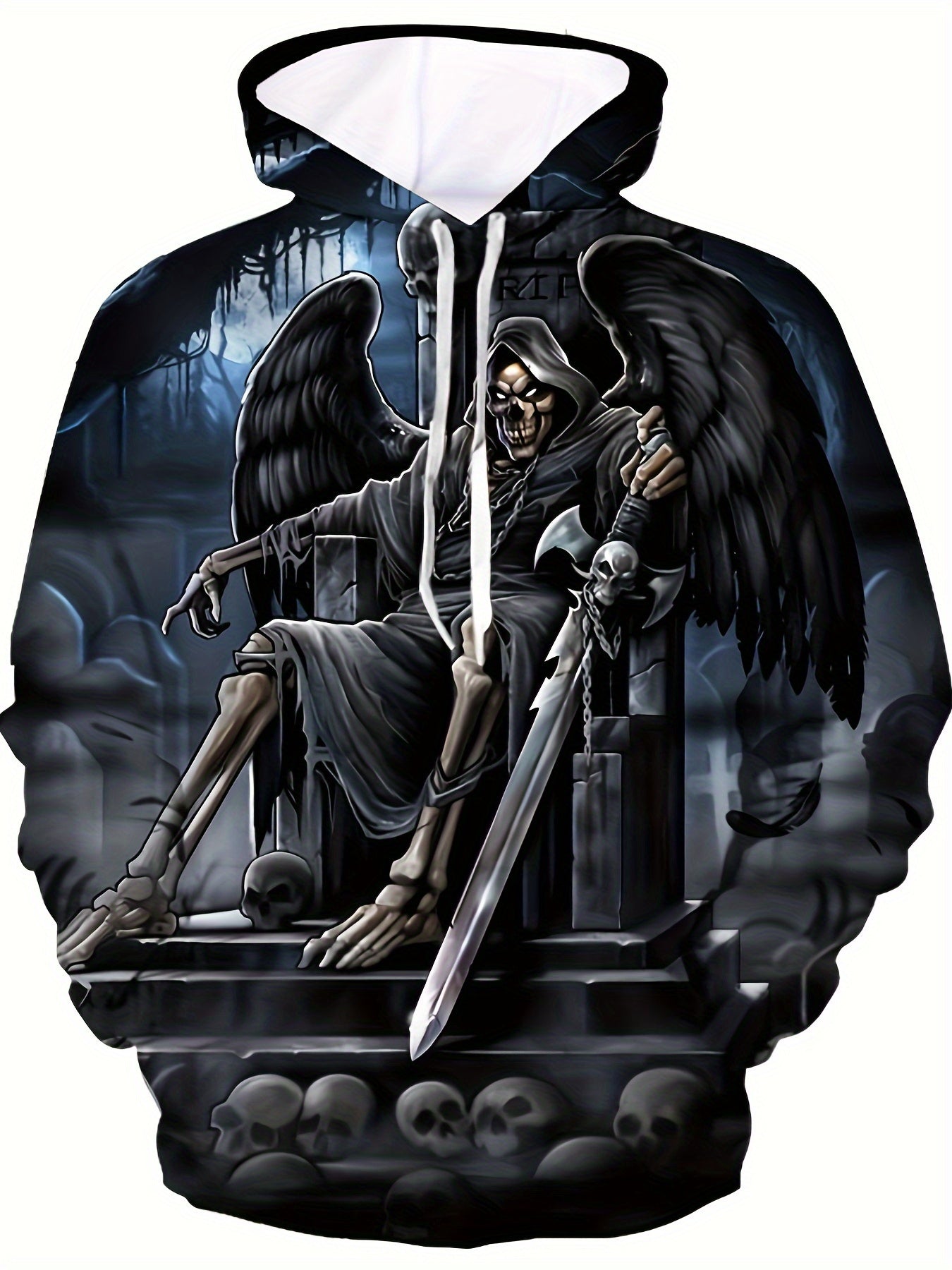 Skull 3D Print Hoodie for Men Autumn Winter