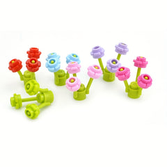 MOC Building Blocks 1x1 Five Petal Flowers and Stems DIY Toy