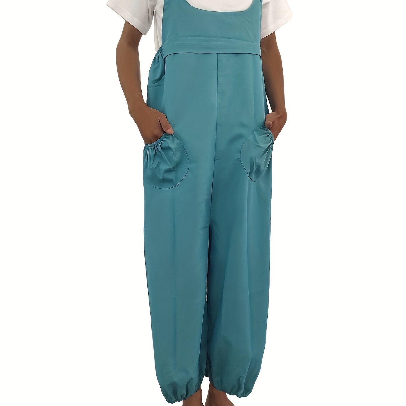 Sleeveless Jumpsuit with Dual Pockets - Women's Spring & Summer Clothing