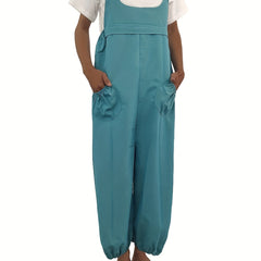Sleeveless Jumpsuit with Dual Pockets - Women's Spring & Summer Clothing