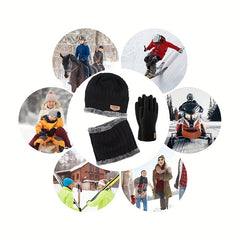 Winter Warm Beanie Hat & Scarf Gloves Set for Outdoor Activities