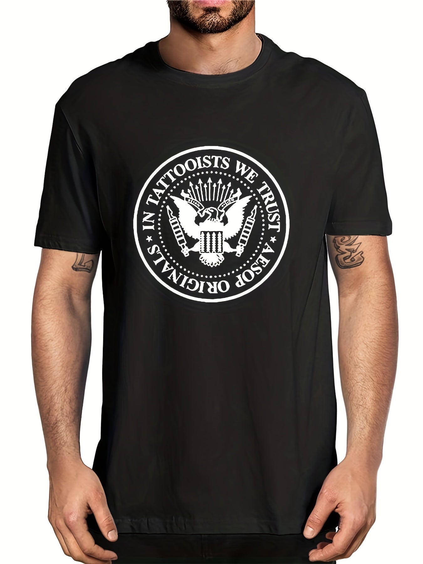 Men's Tattooists Print T shirt Casual Tee