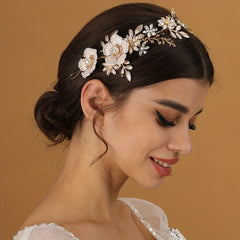 Pearl Flower Leaf Headpiece Bridal Wedding Hair Accessories